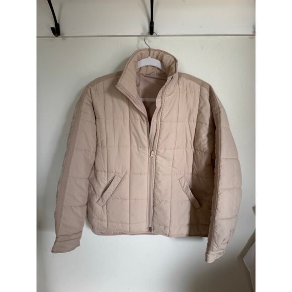 Women's Puffer Jacket Super Soft Size Small Oversized Cream Beige - Picture 1 of 12